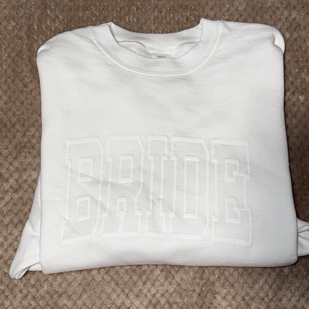 White CREWNECK Varsity style BRIDE Sweatshirt